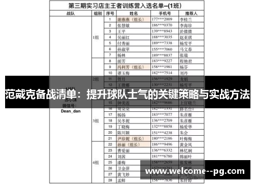 范戴克备战清单：提升球队士气的关键策略与实战方法